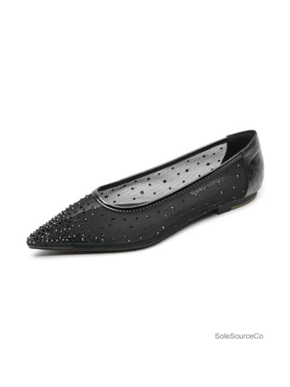 Mesh Rhinestone Pointed Toe Slip-On Flats Ballet Loafers for Party Evening Date